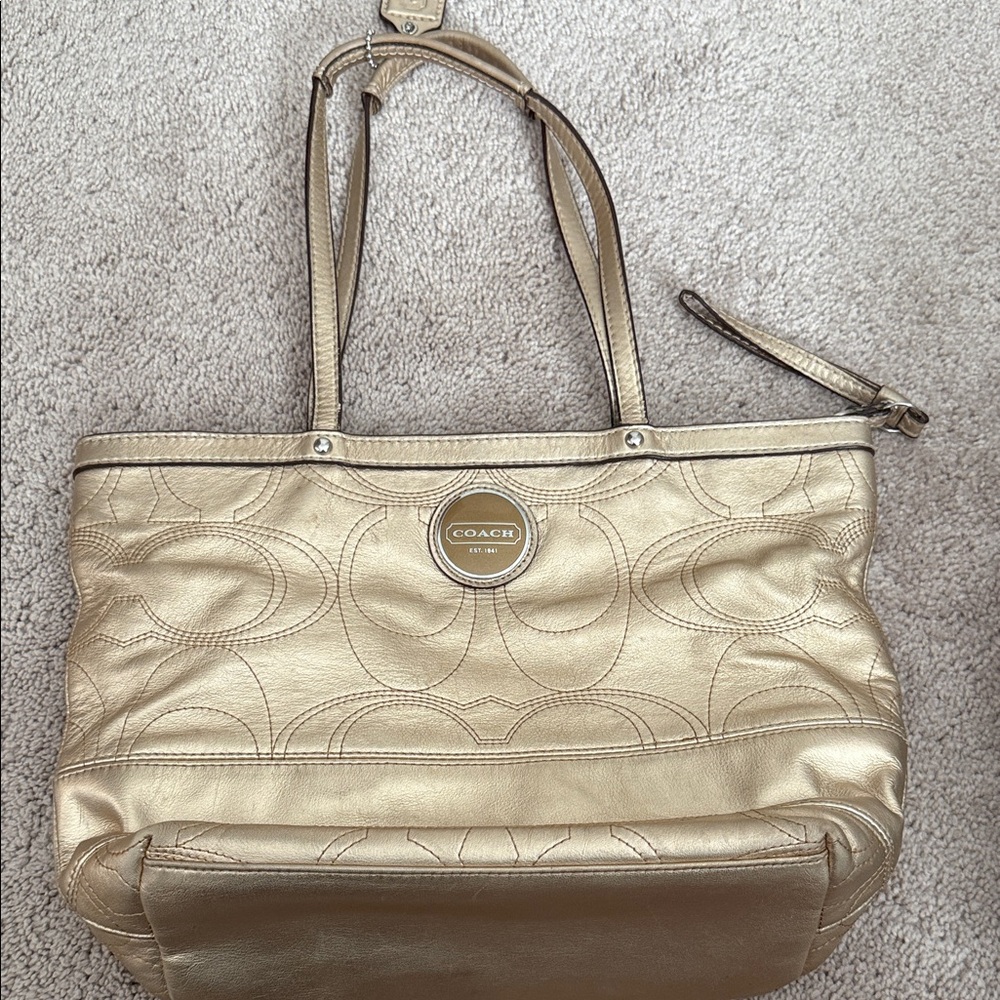 Coach Metallic Gold Tote Bag